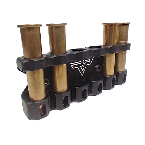 Der M-LOK 45-70 Cartridge Holder fasst sechs Patronen, bietet sicheren Halt durch das O-Ring-System und ist aus robustem 6061 Aluminium gefertigt.